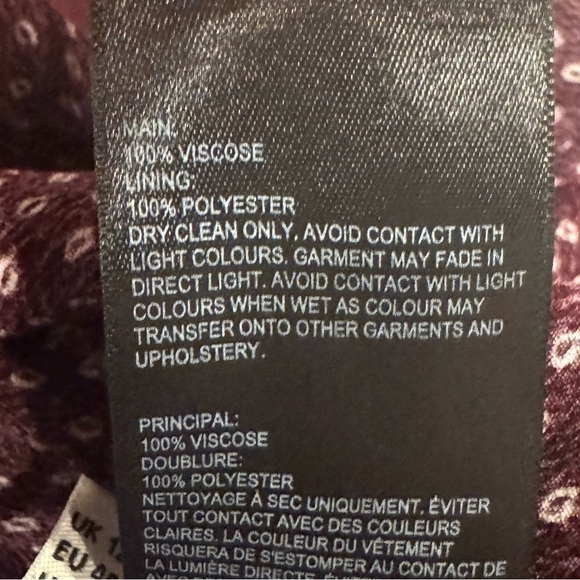 Whistles Burgundy Jazmin Spot Mini Dress Size 8 Like New - Picture 8 of 11